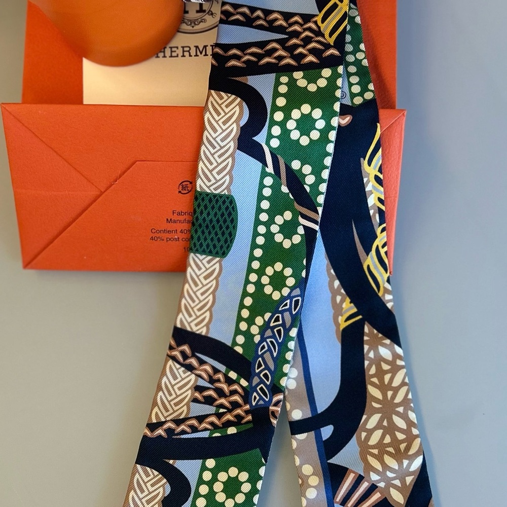 Brand New Hermes Blue and Green Twilly